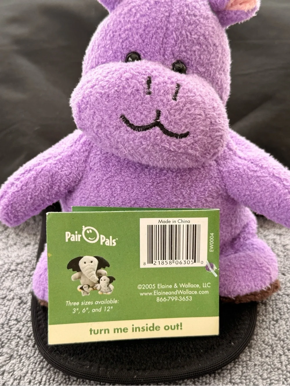 Reversible Monkey /Hippo Plush Pair Pals